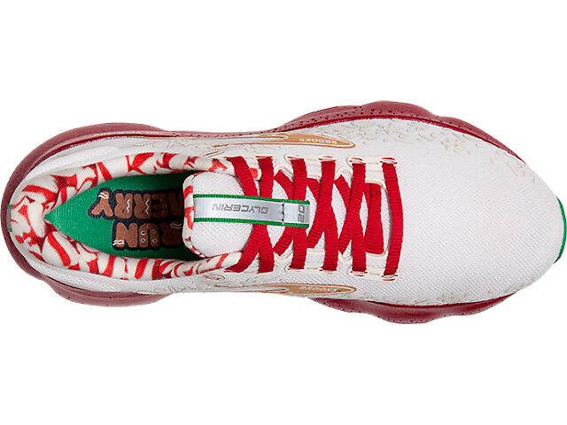 Brooks Glycerin 20 Run Merry Christmas Mens Size 10 White Red Shoes 1103821D683 Brooks Glycerin 20 Run Merry Christmas Womens 8.5 Running  main image 3