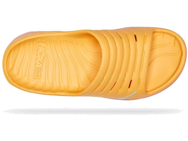 Hoka One One Ora Recovery Unisex Slide Amber Yellow Coral Orange Men 8 Women 10 Unisex HOKA Ora Recovery Slide | Marathon Sports main image 4